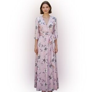 Selfie Leslie Pink Floral V-Neck Dress Size Small